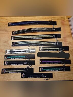 Lot of 12 Bejeweled 8" Lanyard Keyring Keyholders & Lanyards
